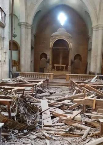 A Syrian church was destroyed in recent attacks by rebels.