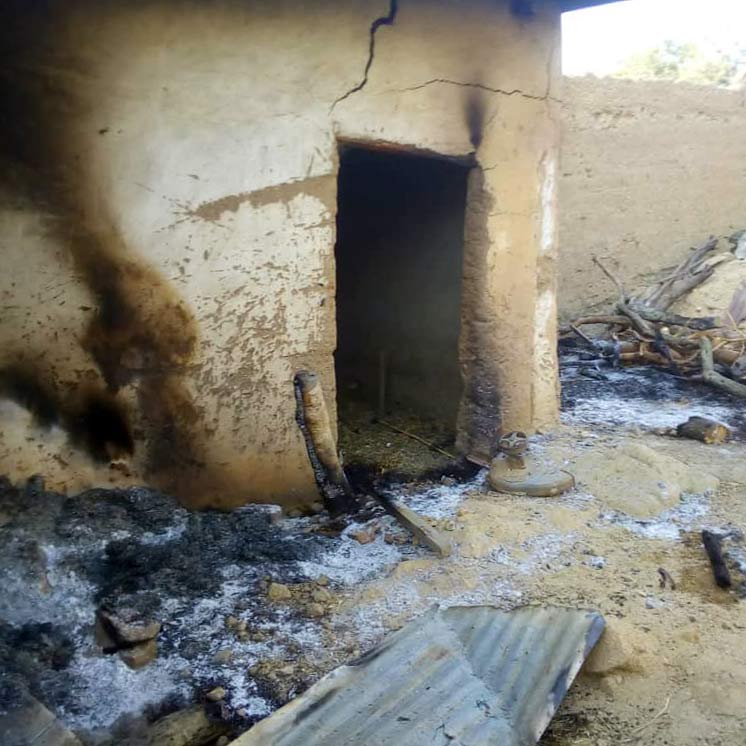 One of the homes burned by Islamists in Cameroon.