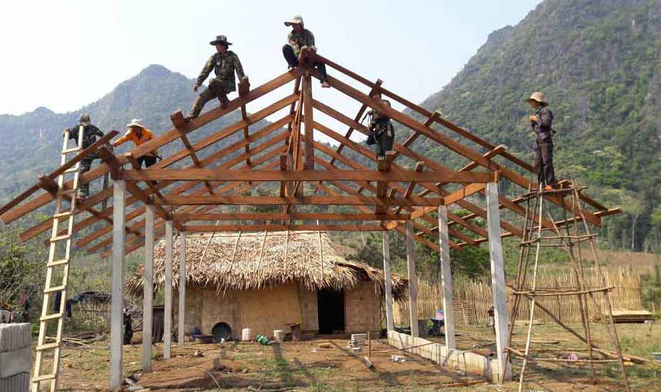 A house church in Laos is constructed
