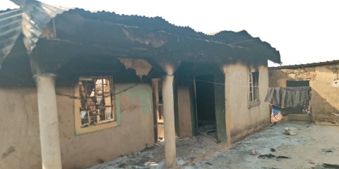 One of the burned homes