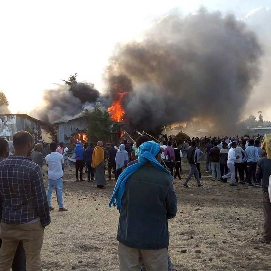 The Enewari Full Gospel Church was burned.