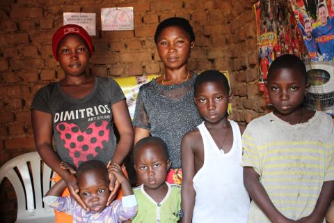 Hanifah Masika, 40, with her family. Hanifah's husband chased her from their home when he discovered her going to church.