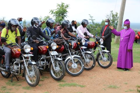 These pastors received new motorbikes to help their ministry efforts.