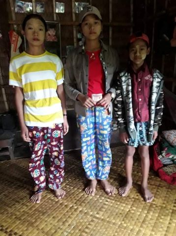 Aung Hte's family after losing their home and land for deciding to follow Jesus.