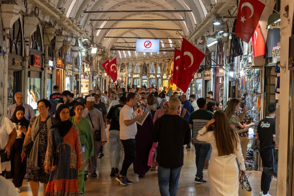 A busy Turkish marketplace.